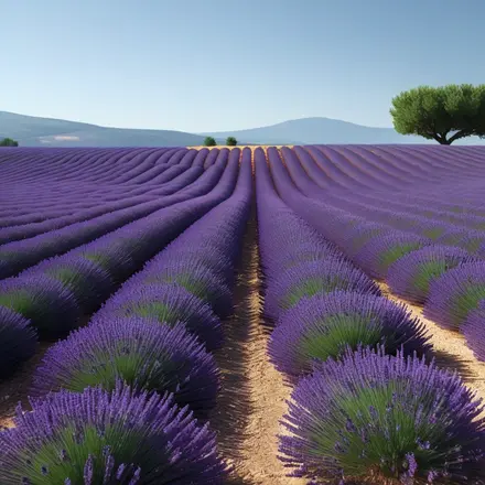 A picturesque lavender field in Provence, France. A picturesque lavender field in Provence, France.