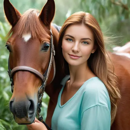 Woman standing besides her new horse
