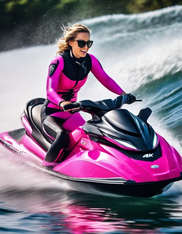 Female Jet Ski Rider in Pink  