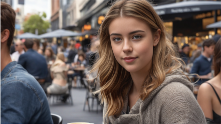Freya walking to work in Melbourne, thinking about her car loan
