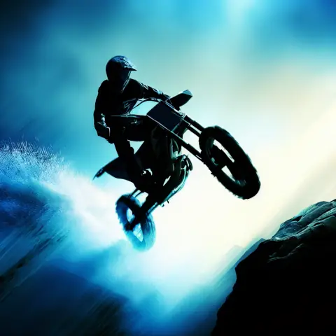 Motorcycle jumping in the air