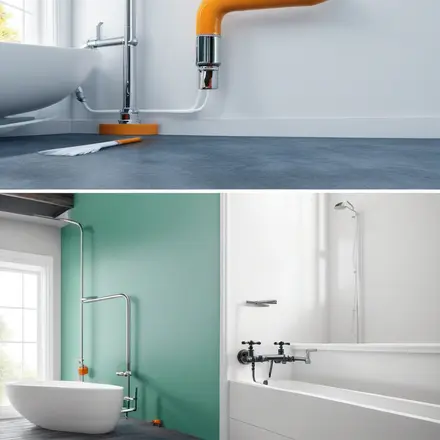 Split image showing DIY painting and professional plumbing work