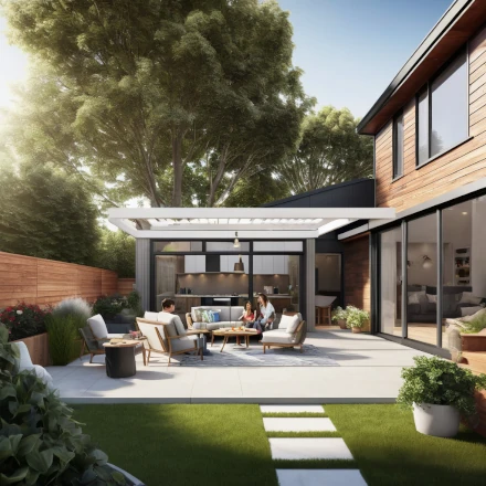 Outdoor Patio Area in Renovated back yard, outdoor funiture, patio