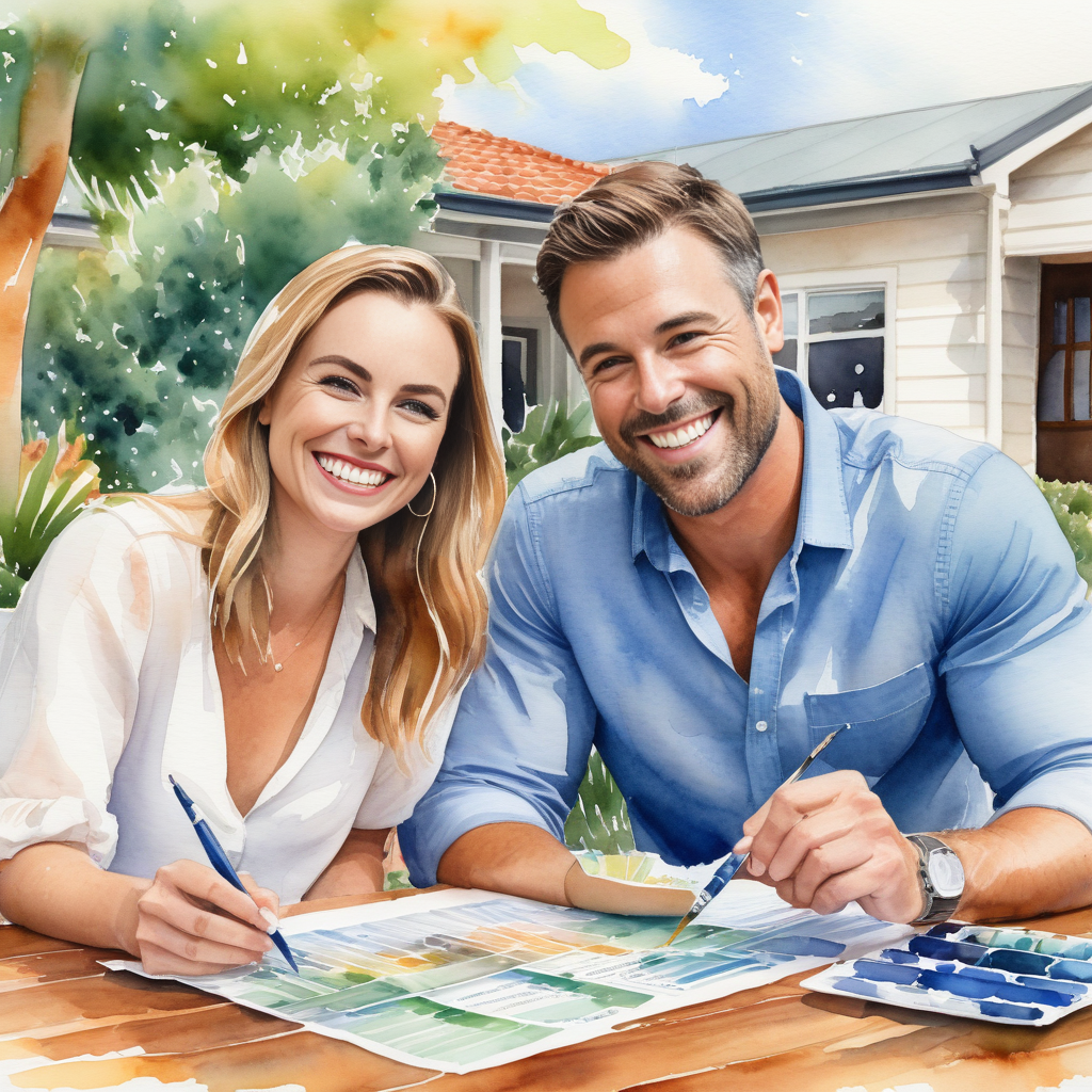A smiling couple discussing backyard financing options with a Find That Finance