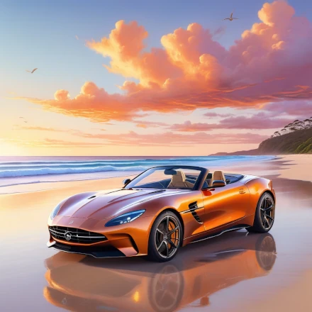 futuristic Car on Beach