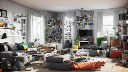 a very cluttered room