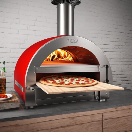 red pizza oven in store