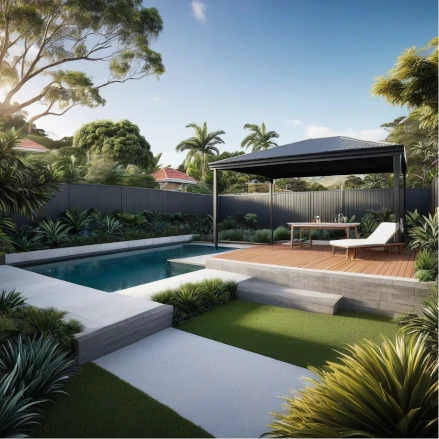 backyard with swimming pool and deck