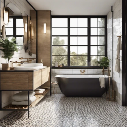 An organized bathroom with minimal clutter and efficient storage solutions