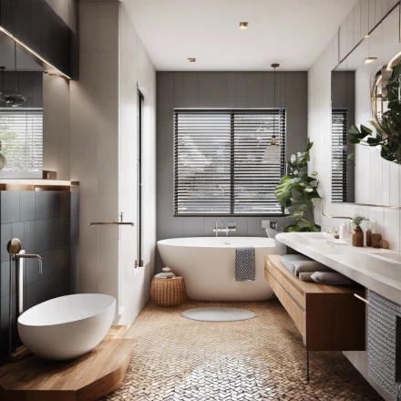 A renovated modern bathroom 