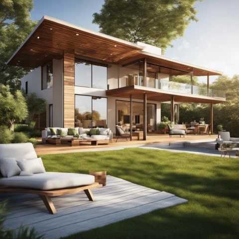 landscaping house yard, descks, lawns