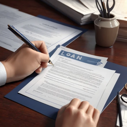 Loan Contract Document on table , that should be read
