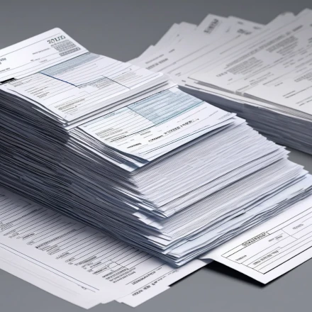 A stack of financial documents and receipts