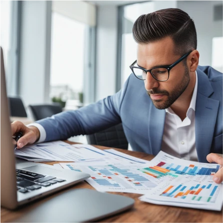 Small business owner reviewing cash flow projections