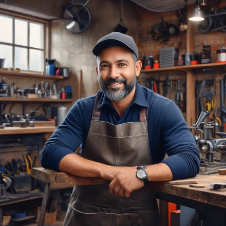 Small business owner in a well-equipped workshop
